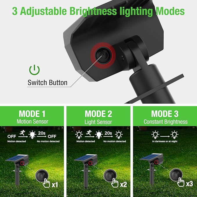 nipify Solar Spot Lights Outdoor Motion Sensor with 3 Modes, [ 12 Pack/56 LED ] Solar Spotlights Outdoor Waterproof 2-in-1 Auto On/Off Landscape Lighting for Outside Yard Wall Garden Path,Cool White Nipify