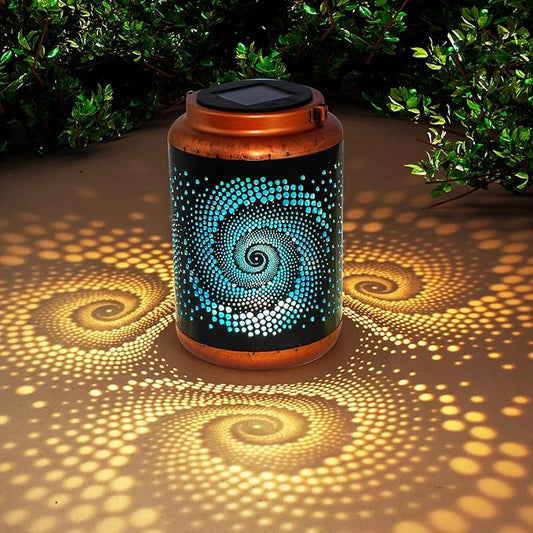 Solar Lanterns Outdoor Hanging Lantern Metal Waterproof LED Lantern with Solar Powered Garden Patio Decorations Decor with Handle Christmas Gift Idea DIBIEECN