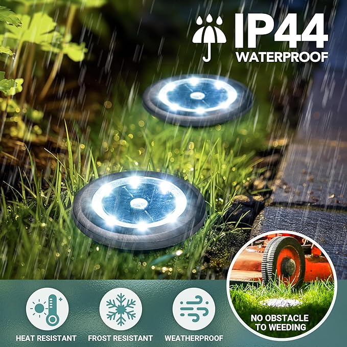 SOLPEX Mini Solar Ground Lights, 20 Pack Solar Lights Outdoor Waterproof, Pathway Lights Solar Powered, Solar Garden Lights, Landscape Lighting for Yard Driveway Walkway (Cool White) Solpex