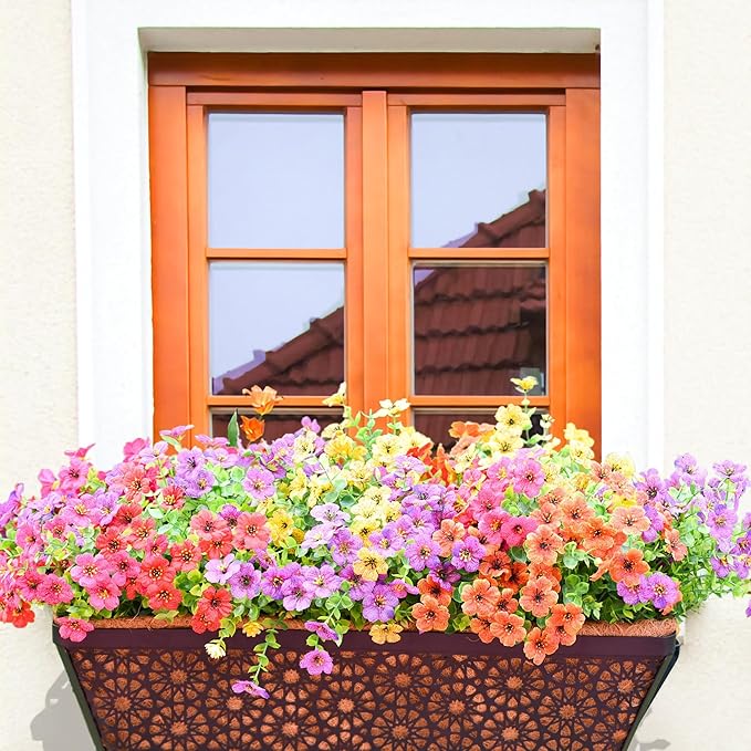2 Pack 30" Railing Planter Window Box Deck Balcony Rail Planters Black Metal Flower Basket Horse Trough Planter with Coco Fiber Liner for Porch Fence Patio Outdoor EIMQUVW