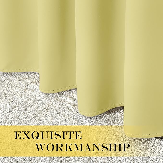 NICETOWN Kitchen Short Blackout Curtain and Drape - Thermal Insulated Solid Grommet Blackout Panel for Patio Bedroom Living Room (Single Panel, 52 inches by 45 inches, Paler Yellow) NICETOWN