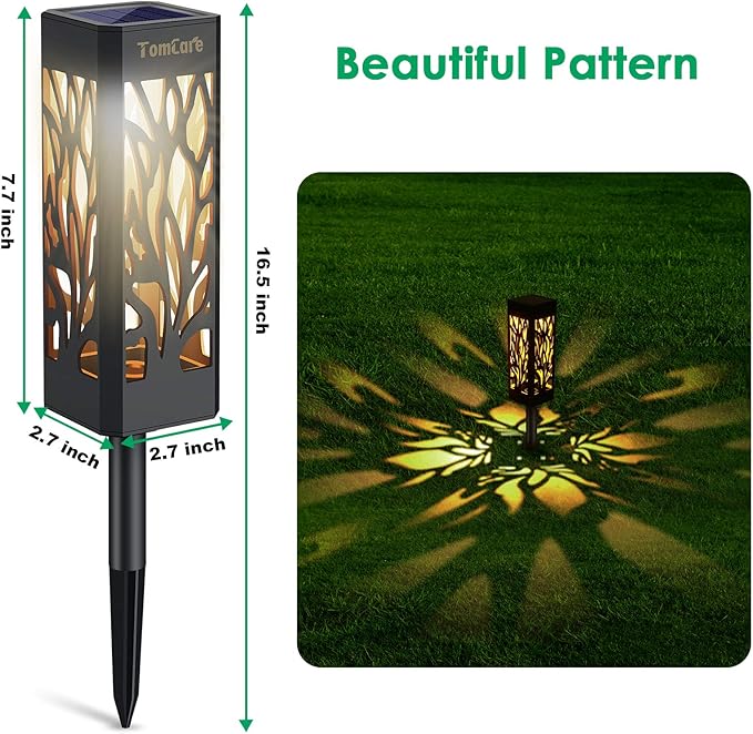 TomCare Solar Lights Outdoor Upgraded Bright Solar Pathway Lights Bigger Size Decorative Solar Waterproof Solar Powered Led Landscape Garden Lighting for Path Yard Walkway, 8 Pack TomCare