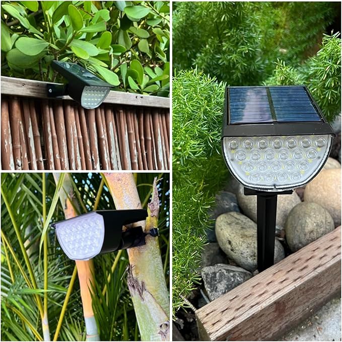 Solar Lights Outdoor Waterproof IP65, Solar Powered 76 LED 3 Lighting Modes Solar Spot Lights Outdoor for Yard Garden Landscape Pathway (Warm White, 4 Pack) GKGG