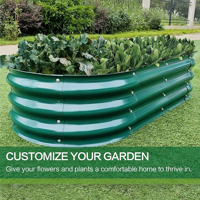 Gardmax 2 Pack Galvanized Raised Garden Bed, Lightweight Planter Boxes Outdoor with Easy Assembly, Large Garden Bed for Vegetables, Fruits, Flower Dark Green ChooseGardmaxforbetterlife