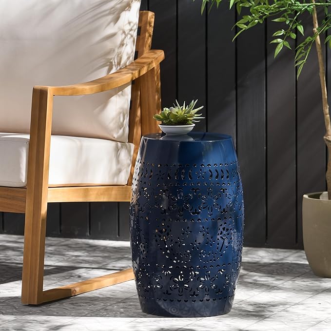 Christopher Knight Home Ruby Outdoor 12" Iron Side Table, Dark Blue ChristopherKnightHome