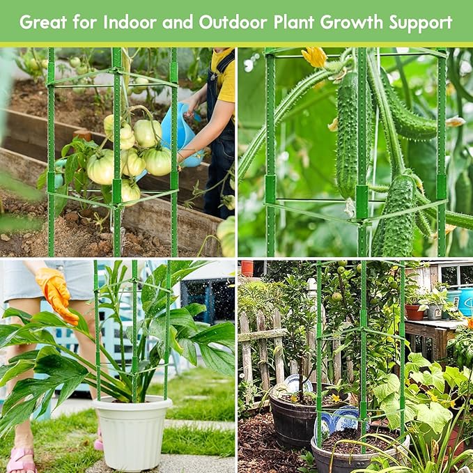 Riare 2 Pack 5.2 FT Tomato Cages for Garden- 63inches Heavy Duty Garden Stakes, Adjustable Tall Tomato Plant Support Tomato Trellis Cage for Pots, Raised Garden Bed, Climbing Vegetables Plants Flowers Riare
