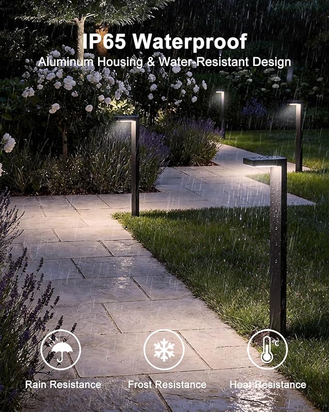 Low Voltage Landscape Lights, 8 Pack Outdoor LED Pathway Light, Wired Path Lighting for Walkway, Garden, IP65 Waterproof, 400LM, 4000K, Modern Cast-Aluminum, Black Lawyettle