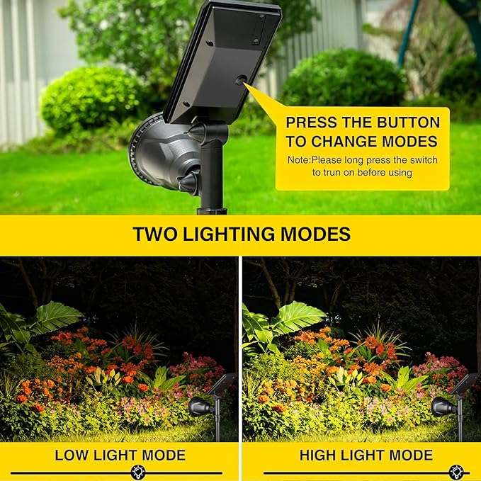 ROSHWEY Outdoor Solar Lights, 600LM Solar Garden Lights Waterproof Solar Spot Lights for Yard Backyard Patio Pond Garage (Warm White, 4Pack) ROSHWEY