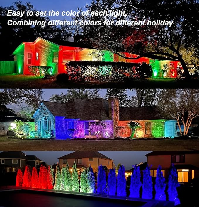 TOVEENEN 25W Color LED Outdoor Landscape Spotlight - Waterproof RGB Spot Lights for Yard Tree House Halloween Christmas, Dual Mode, 120V 25W TOVEENEN