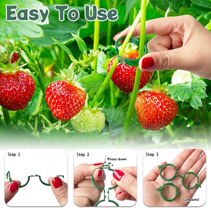 OJYUDD 200 Pcs Plant Support Clips,Plastic Plant Clips for Climbing Plants,Garden Vine Clips for Tomato,Grape,Cucumber,Vegetables (Green) OJYUDD