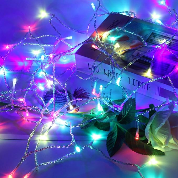 Connectable 200 LED Christmas Lights Indoor Outdoor with Timer, 66FT 13 Modes Multicolor String Lights Waterproof, Twinkle Fairy Lights Plug in Clear Wire for Christmas Tree, Bedroom, Classroom Decor SANJICHA