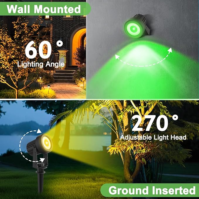 Solar Spotlights Outdoor Waterproof, RGB Landscape Spotlights, Christmas Decorative Solar Spot Lighting for Garden, Yard, Pathway, Lawn, Poolside, Party, 2-in-1 Mounted (RGB, 2 Pack) LINQELLY