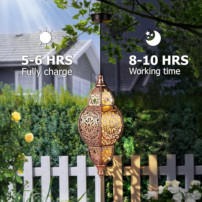 Solar Lanterns Outdoor Waterproof, Hanging Solar Lantern Garden Decor, Decorative Garden Lights for Yard, Patio, Lawn, Porch, Unique Housewarming Gifts (Moroccan) SUCUY