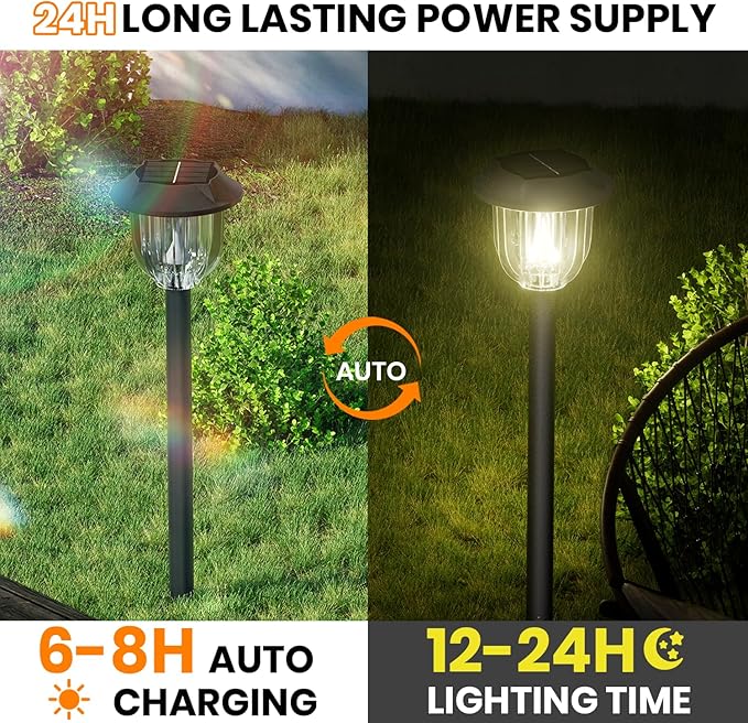 AOSEA Bright 10 Pack Solar Lights Outdoor IP65 Waterproof,LED Solar Lights for Outside,Landscape Lighting,Garden Decorative for Yard,Patio,Landscape,Pathway,Sidewalk,Driveway,Lawn (Warm) AOSEA
