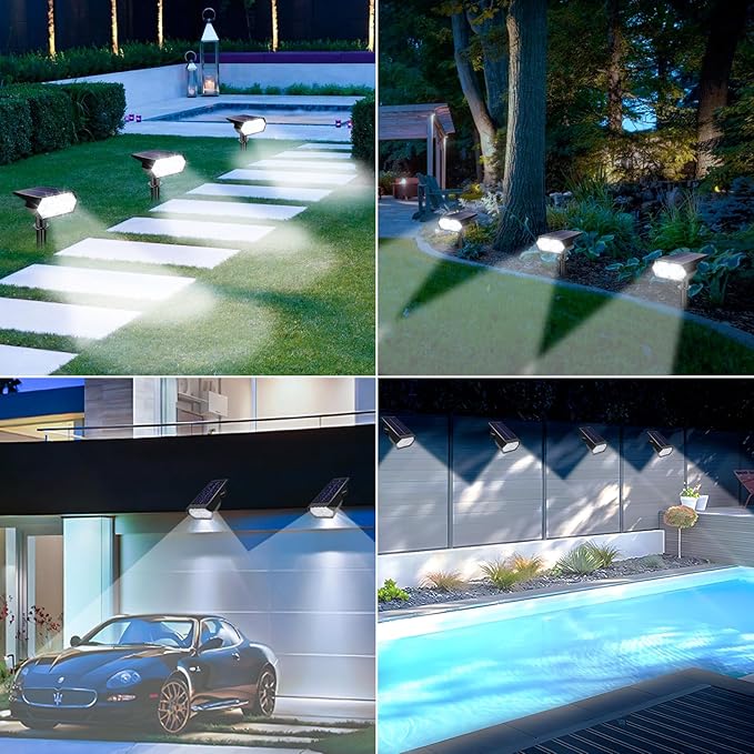 LYHOPE Solar Spot Light Outdoor, 49 LED Lights for Outside, 2 Modes Solar Powered Spotlights, Waterproof Pathway Light for Garden Yard Walkway Driveway Landscape Decorations (4 Pack-Cool White) LYHOPE