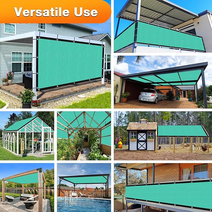 Artpuch Outdoor Pergola Shade Cover 13' X 13' Sun Shade Cloth with Grommets, 90% UV Protection Canopy Patio Privacy Screen (Customized Available) GN107, Turquoise Artpuch