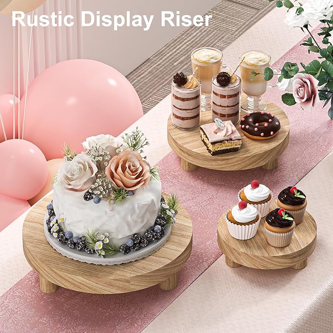 3 Pcs Wood Plant Stand Indoor Outdoor, Round Wood Riser for Decor 6/8/10" Wooden Stool Display Stand Flower Pot Holder Small Planter Tray Modern Potter Decorative for Desktop Counter Room (Natural) Letyourd%C3%A9cormoreglamorous