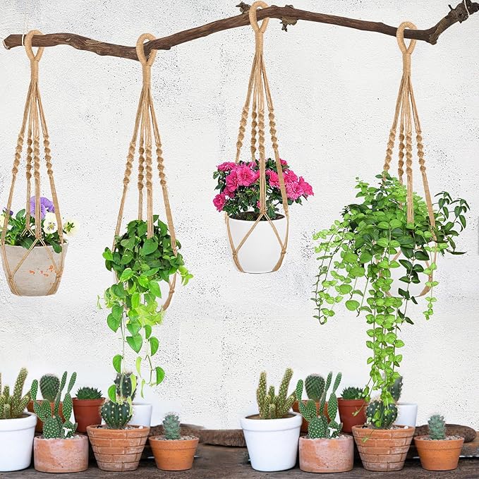 Augshy 27 Inch Macrame Plant Hanger, 2 Packs Plant Hangers with Hooks, Hanging Planter for Indoor Plants Decorative Macrame Pot Hanger for Home Decor Augshy