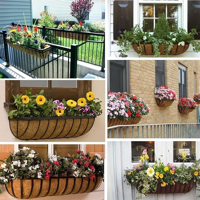 1 Pcs Trough Coco Liner 48 inch Wall Planter Replaceable Coco Liner for Window Box, Fence Flower Baskets HHTHH