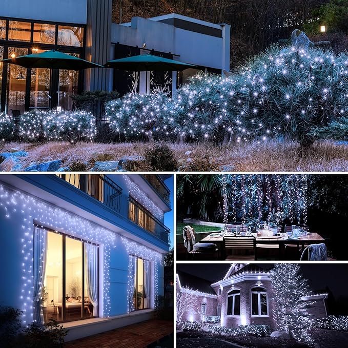 btfarm Solar String Lights for Outside - 80LED 33FT Solar Fairy Lights Outdoor Waterproof 8 Modes, Copper Wire Solar Powered Twinkle Lights for Tree Garden Christmas Wedding Party Decor, Cool White btfarmdecorativelighting