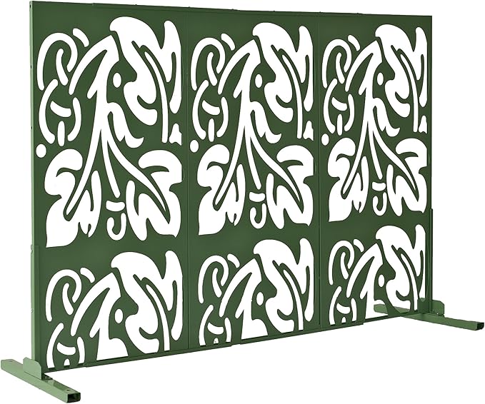 Oakland Living 6 ft. X 4 ft. Green Freestanding Metal Privacy Screen Room Divider Oakland+Living