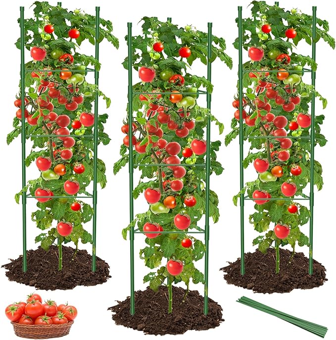 6 Pack Tomato Cages for Garden, 51in*13in Adjustable Tomatoes Plant Stakes Support Cages Trellis, Garden Trellis for Vegetable Flowers Fruits Climbing Plants- 20 Binding Wires Included MYMULIKEHOME