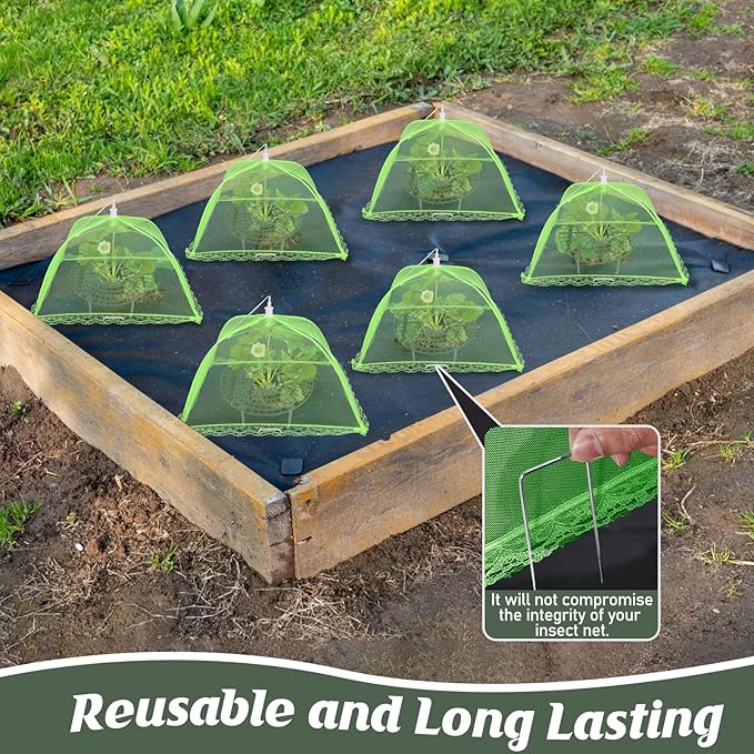 6 Sets Strawberry Plant Support with Mesh Plant Cover,Strawberry Growing Racks Sets with Iron Plant Nails and Storage Bag for Garden Strawberry Vegetables(Green Net - Round) Rootora