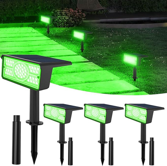 T-SUN Green Solar Spot Lights Outdoor 4 Pack, 49 LED 2 Lighting Modes, IP65 Waterproof Landscape Spotlights, 2 in 1 Auto On/Off Solar Lights for Yard, Garden, Driveway, Pathway T-SUN