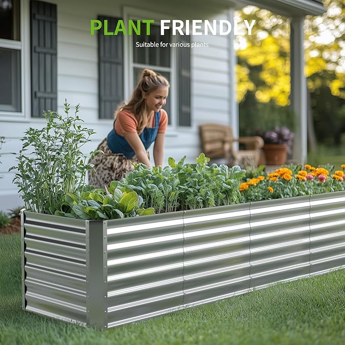 8X2X2ft (1 Pack) Galvanized Raised Garden Bed,Outdoor Planter Box Metal Patio Kit Planting Bed for Vegetables Flowers Herb Anmiro