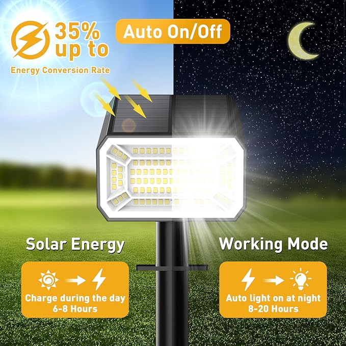 Solar Spot Lights Outdoor Waterproof IP65, [8 Pack/100 LED/4 Modes] 2-in-1 Solar Landscape Spotlights, Auto On/Off High Lumens Spot Lights for Yard Garden Pathway(Cool White) NACINIC