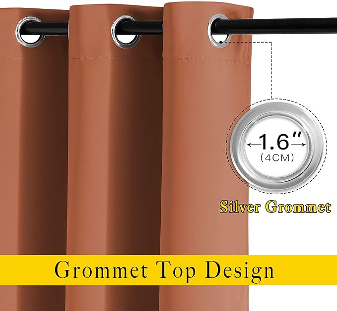 NICETOWN Blackout Burnt Orange Curtain & Drape - Room Darkening Light Blocking Window Treatment for Living Room, W52 x L84, 1 Panel NICETOWN