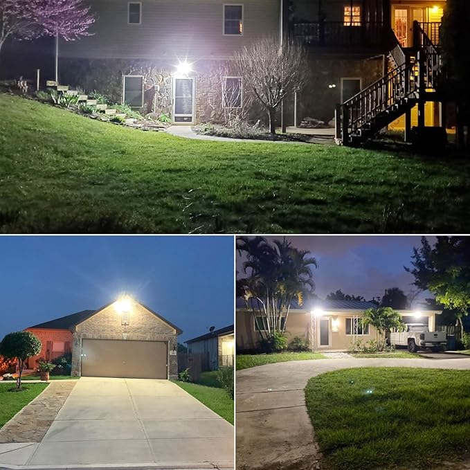 SANSI 55W 7000LM Motion Sensor Outdoor Security Lights, Super Bright 5000K Dusk to Dawn Flood Light, 320° Beam Angle, Best Outdoor Lights for Yard, IP65 Waterproof, ETL Listed, Black SANSI