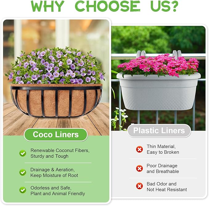 Riare 4 Pack 30 Inch Trough Coco Coir Liners for Planters, Pre-Formed Coconut Coir Replacement Liner Natural Coco Fiber Window Box Liners for Wall Planter, Window Basket Deck Railing Planter Riare