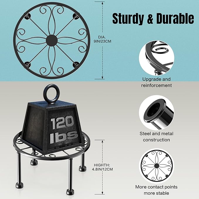 Garden Gifts Plant Lovers Gifts 3 Packs Black Metal Plant Stand with Anti-Slip Base Rustproof Heavy Duty Decorative Round Flower Stand Display Shelf for Indoor/Outdoor MetalBlackPlantStands