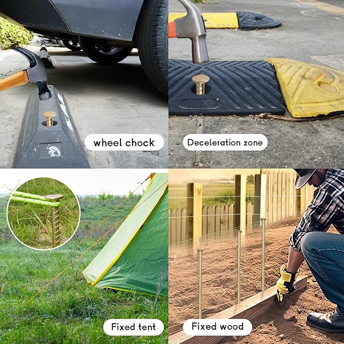 16 Inch Rebar Stakes - 1/2 Inch Diameter Galvanized Steel Ground Anchors - Heavy Duty Plant Support Garden Stake for Speed Bump, Wheel Stop, Tent (10 Pack) JPOIP