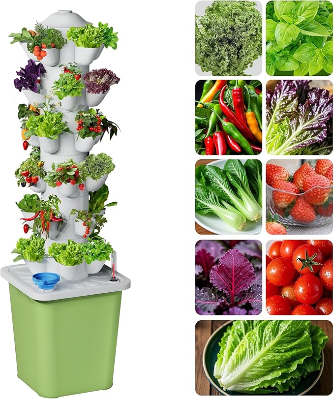 Hydroponics Growing System Kit, 30 Pots Vertical Garden Planter with Pump and Timer, Hydropoic Tower for Soilless Cultivation Herbs Fruits Vegetables, Plant Gift for Gardening Lover(No Seed) Rootora
