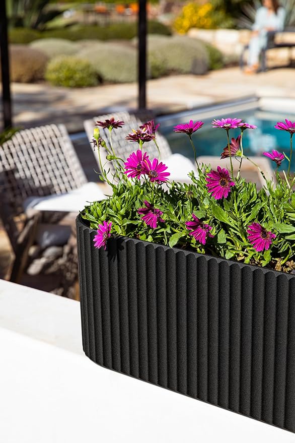 Veradek Demi Series Window Box Planter - Long Planter Box for Windowsill/Balcony | Durable Plastic-Stone Composite Material | Modern Décor for Flowers/Herbs VeradekOutdoor
