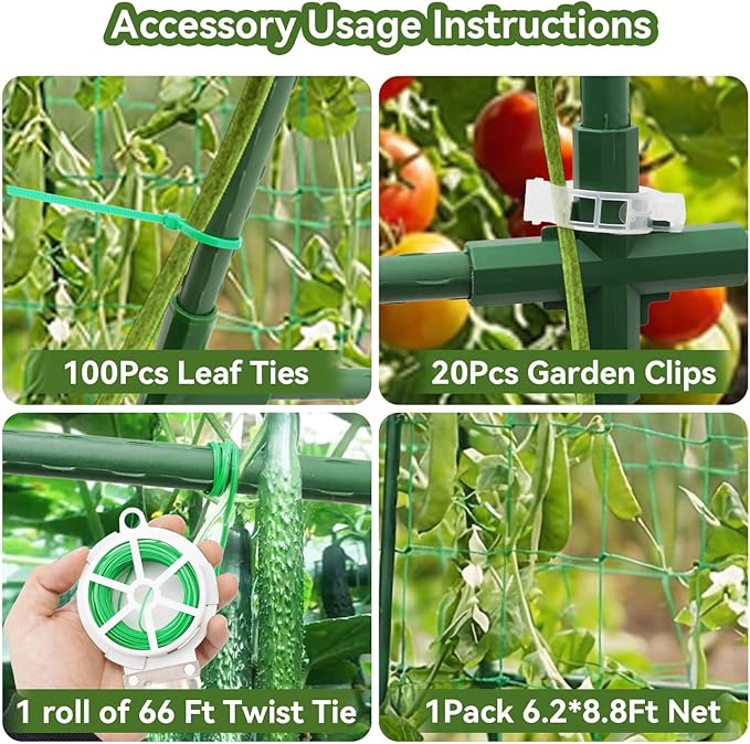 Cucumber Trellis for Raised Bed, U-Shape Garden Trellis for Climbing Plants Outdoor, Metal Arch Trellis for Vegetables, Plant Support for Tomato, Pea, Zucchini, Squash TOCCYARD