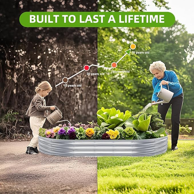 Galvanized Raised Garden Bed, 6x3x1 FT Thickening Planter Boxes Outdoor, Raised Beds for Gardening, Easy Assembly Large Garden Bed for Vegetables, Fruits, Flowers (2-Pack) AmazStove