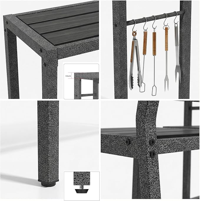 3Pcs Outdoor Patio Bar Set, 55" Rectangular High Top Table and Chairs Set with 2 Cushioned Bar Stools & Cover,Metal Pub Height Bistro Table Set for Balcony, Backyard, Porch, Deck,Garden, Pool Liskanap