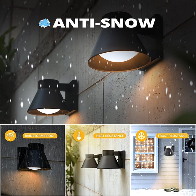 UME 2 Pack LED Outdoor Wall Light Fixtures, Black Front Porch Lights Wall Mount Lighting, Exterior Waterproof Wall Lantern Light Fixture Anti-Rust Farmhouse Wall Sconce for Patio, Doorway, Garage UME