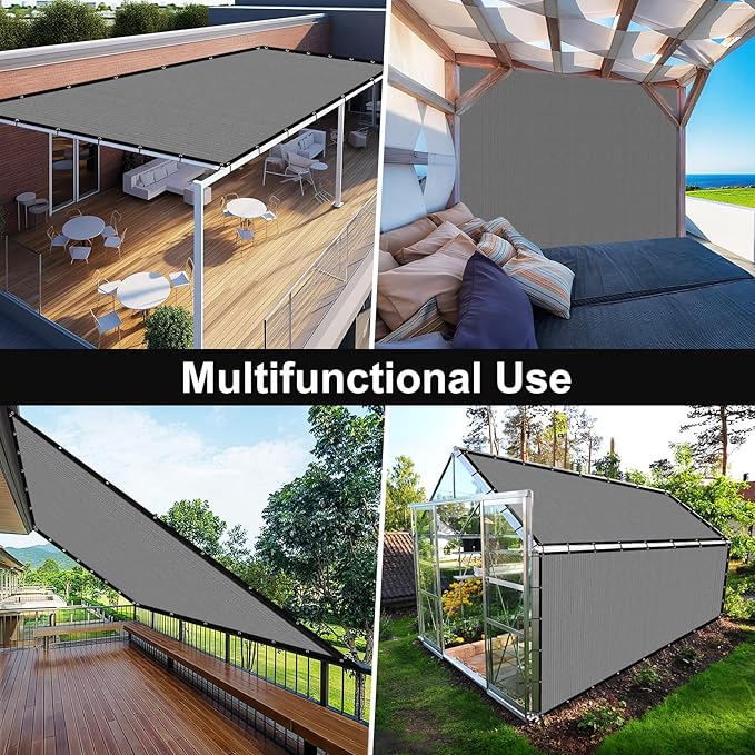Artpuch 90% Sun Shade Cloth, 6 x 20 FT Pergola Shade Cover Canopy with Grommets, Sun Screen Fabric Tarp for Patio, Outdoor, Garden, Backyard, Blue Grey Artpuch