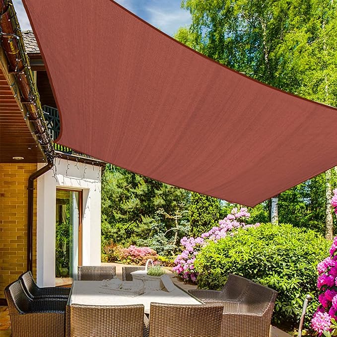 KANAGAWA Sun Shade Sail 12'x12' Rust Red Square UV Block Canopy Awning Shelter Fabric Cloth Screen for Outdoor Patio Garden Backyard KANAGAWA