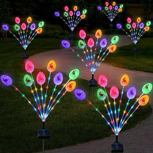 Lmtocs Solar Easter Decorations Outdoor Stake Lights, 2 Packs 16LED Solar Egg Lights for Easter Decor, Waterproof Outdoor Decor for Spring Garden Yard Pathway Lawn Lmtocs
