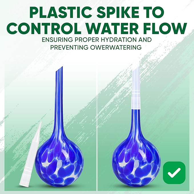 Plant Watering Globes Set of 2 - Large Self Watering Globes for Indoor & Outdoor Plants - Multicolored, Automatic, Glass Watering Bulbs for Daily Use, Plant Watering Devices MissionGallery