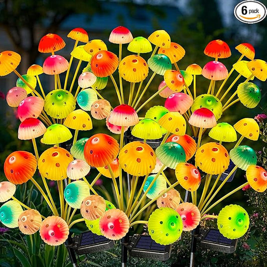 Kohlrabi Solar Garden Lights, 6 Pack Solar Mushroom Lights Outdoor, Upgraded 72LED Mushroom Flower Light Yard Decor Outside Waterproof, Garden Decor for Lawn Front Porch Patio Backyard KohlrabiDecor