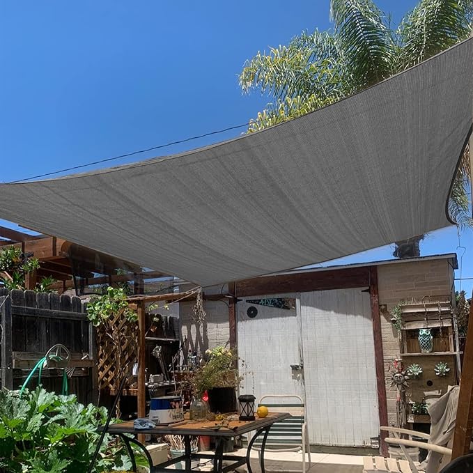 KANAGAWA 16'X16' Dark Gray Custom Size Sun Shade Sail Square UV Block Canopy Cover for Patio Backyard Lawn Garden Outdoor (Customized Available) KANAGAWA