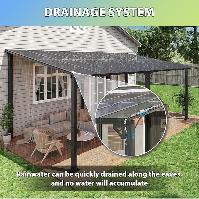 Aoxun 20'x10' Gazebo for Patio, Premium Pergola with Sloped Roof, Large Wall-Mounted Heavy Duty Awnings, for Backyard, Patio, Deck and More Aoxun