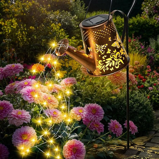 Fohil Solar Watering Can with Lights, Retro Metal Solar Garden Lights Outdoor, Waterproof Hanging Solar Powered Lantern Garden Decorations for Porch Lawn Driveway Backyard Pathway Fohil
