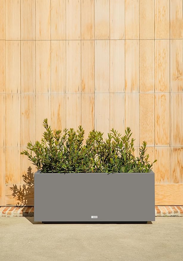 Veradek Block Series Long Box Planter - Large Rectangular Planter for Indoor or Outdoor Patio/Porch | Durable All-Weather Use with Drainage Holes | Modern Décor for Tall Plants, Flowers or Shrubs VeradekOutdoor
